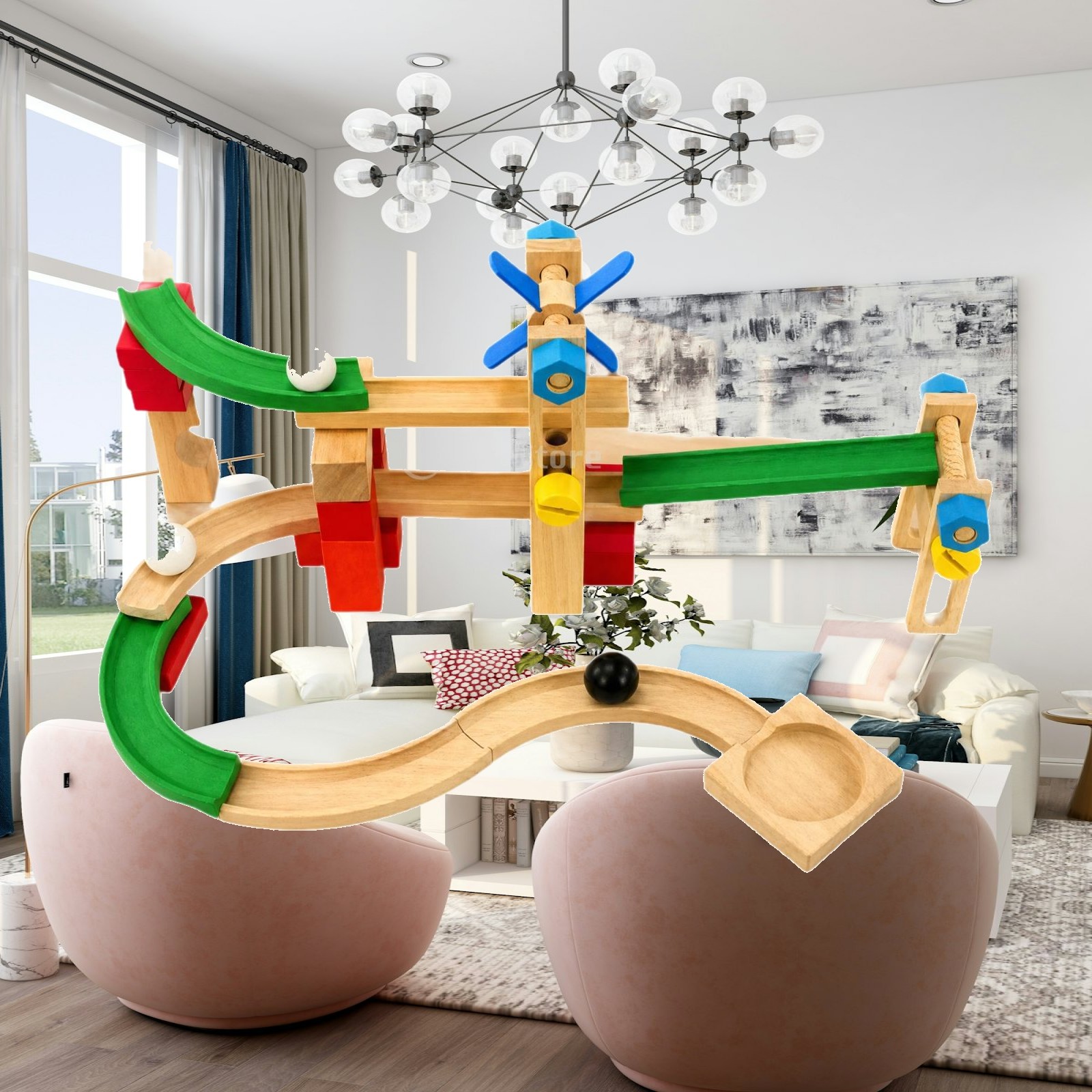 Marble Coaster Set - Wooden Marble Run Track for Kids