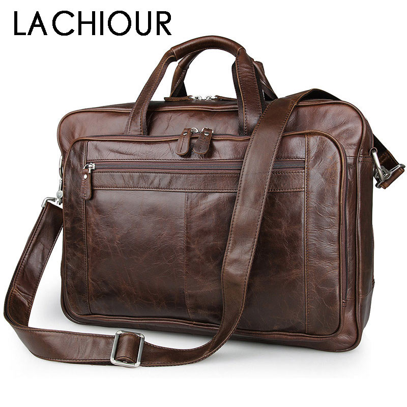 Leather Briefcase - LACHIOUR Nam Da Thật Dáng Vintage