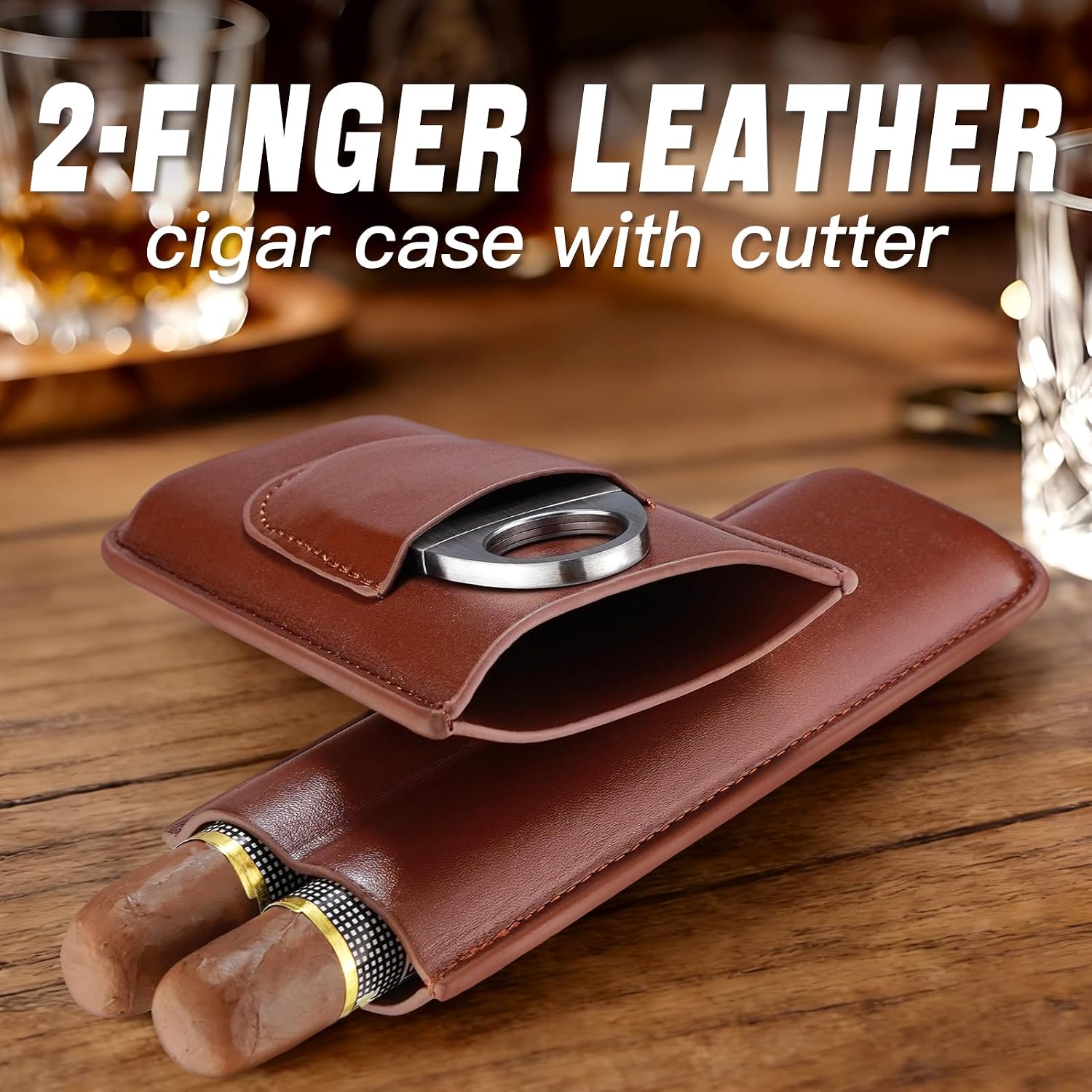 Portable 2-Finger Leather Ciga - đánh giá và giá Premium Cigar Case