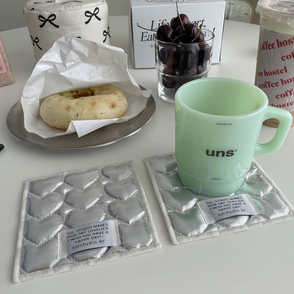 Korean Ins Love Quilted Metal  - đánh giá và giá Marble Coaster Set
