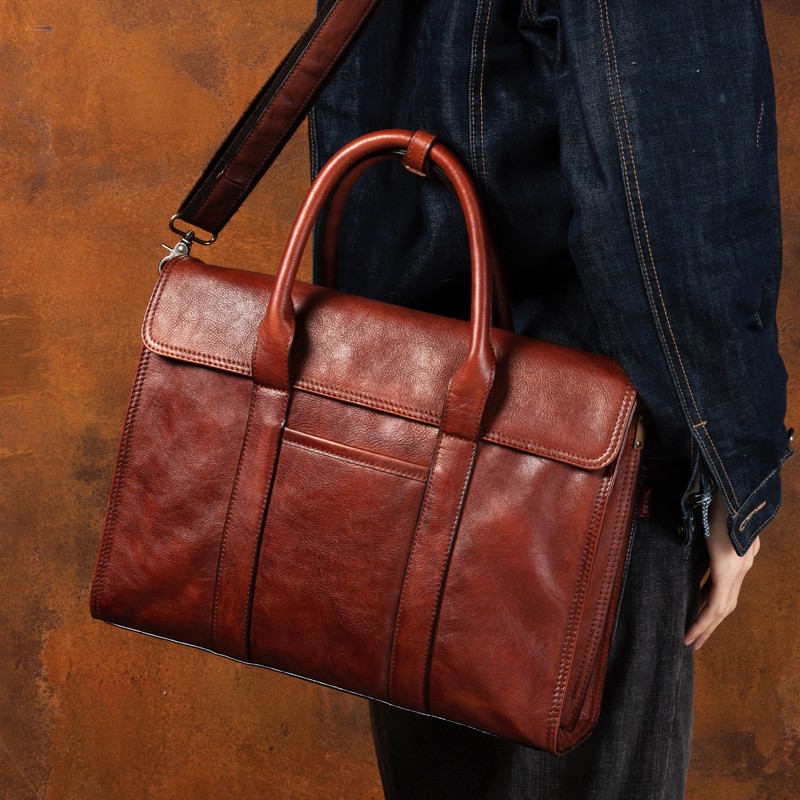 Vegetable tanned leather handb - đánh giá và giá Leather Briefcase