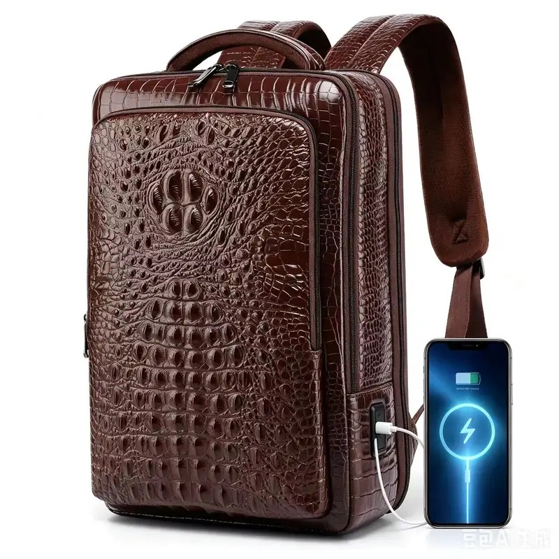 New Men's Crocodile Patterned  - đánh giá và giá Leather Briefcase