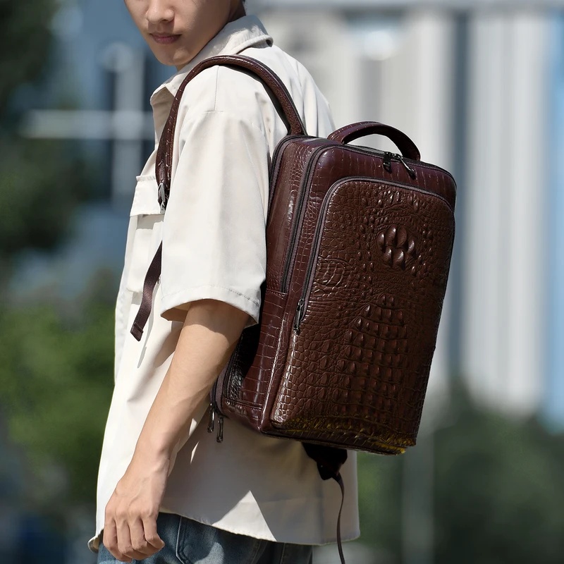 New Men's Crocodile Patterned  - đánh giá và giá Leather Briefcase
