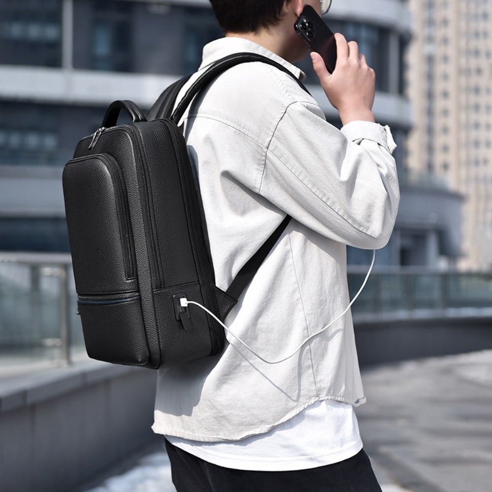 PU Leather Men's Backpack USB  - đánh giá và giá Leather Briefcase